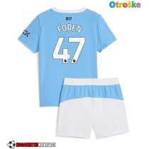 Otroške Nogometnih dresov Manchester City Phil Foden #47 Domači 2025-26 Kratki rokavi (+ hlače)